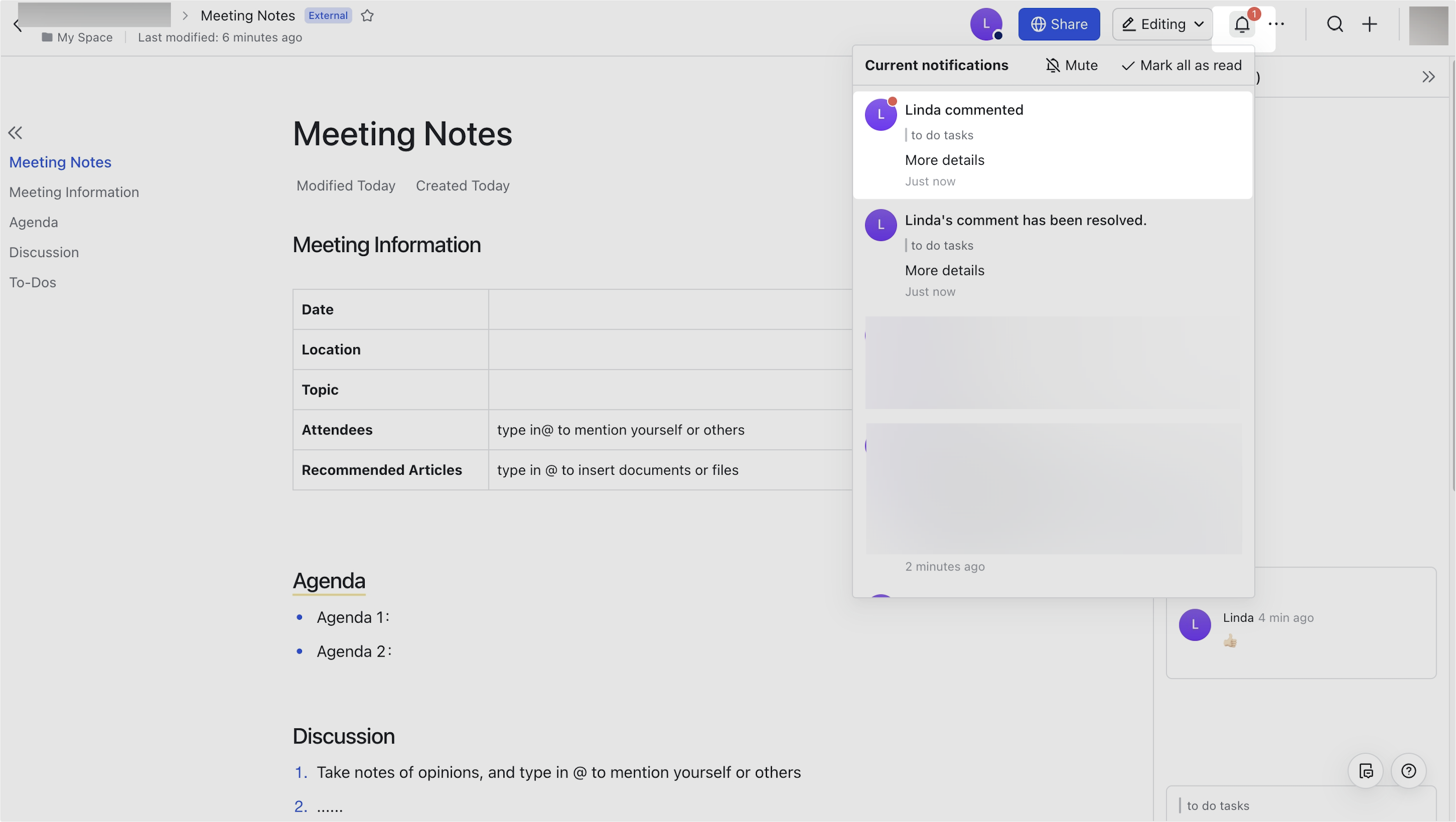 Use Current notifications in Docs