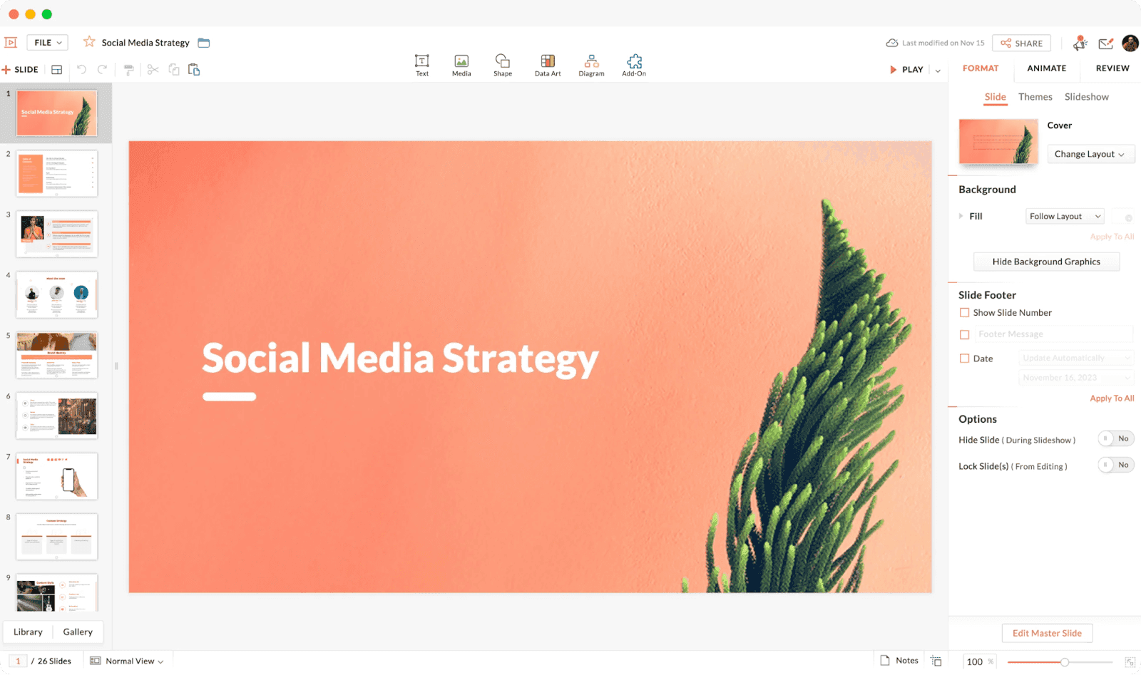 Create slides online with zoho show