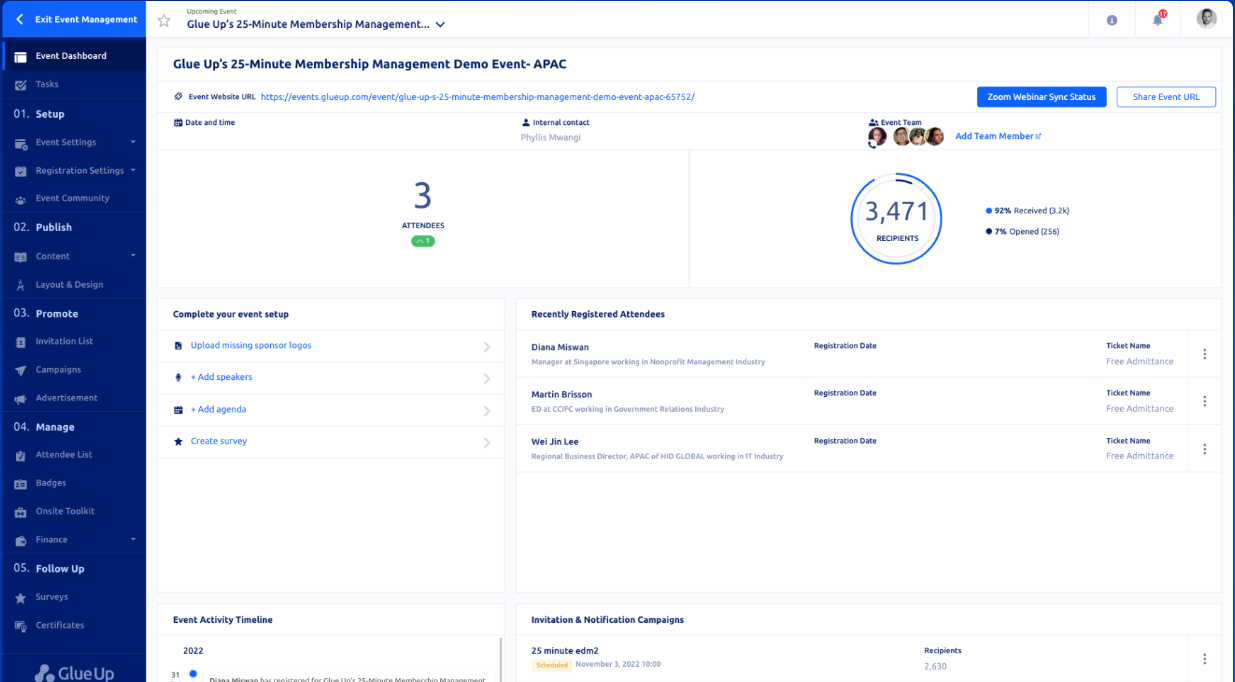 Glue Up membership event management software