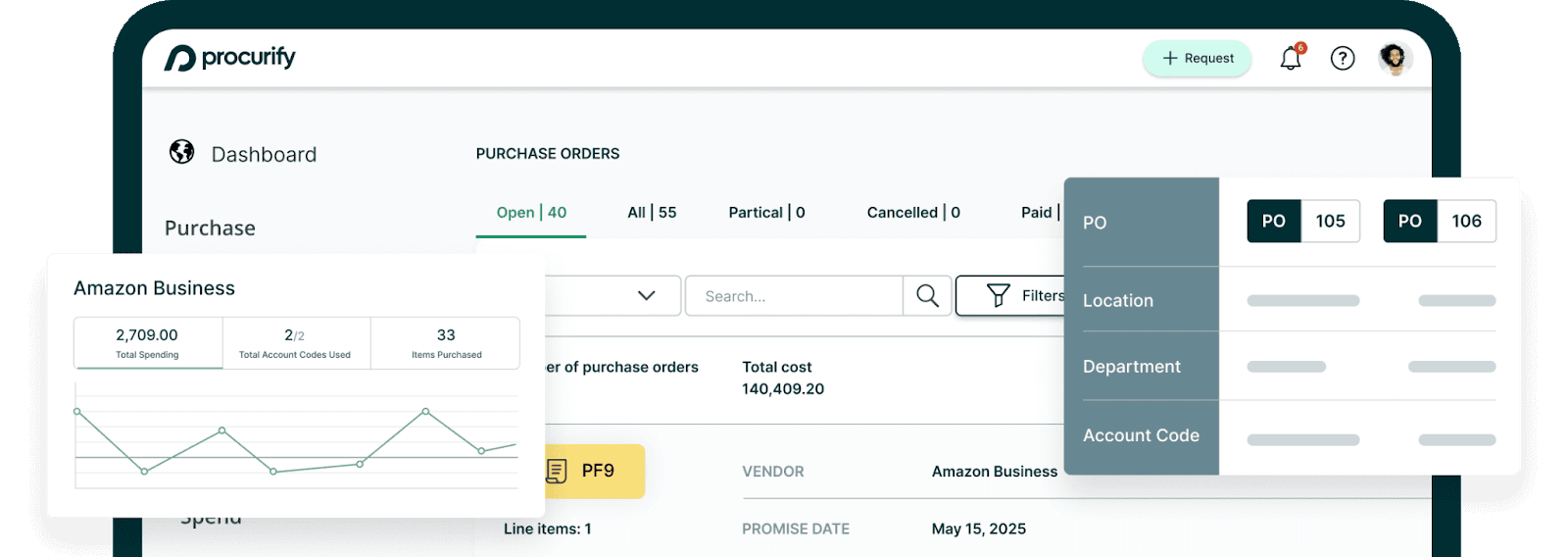 Interface of Procurify