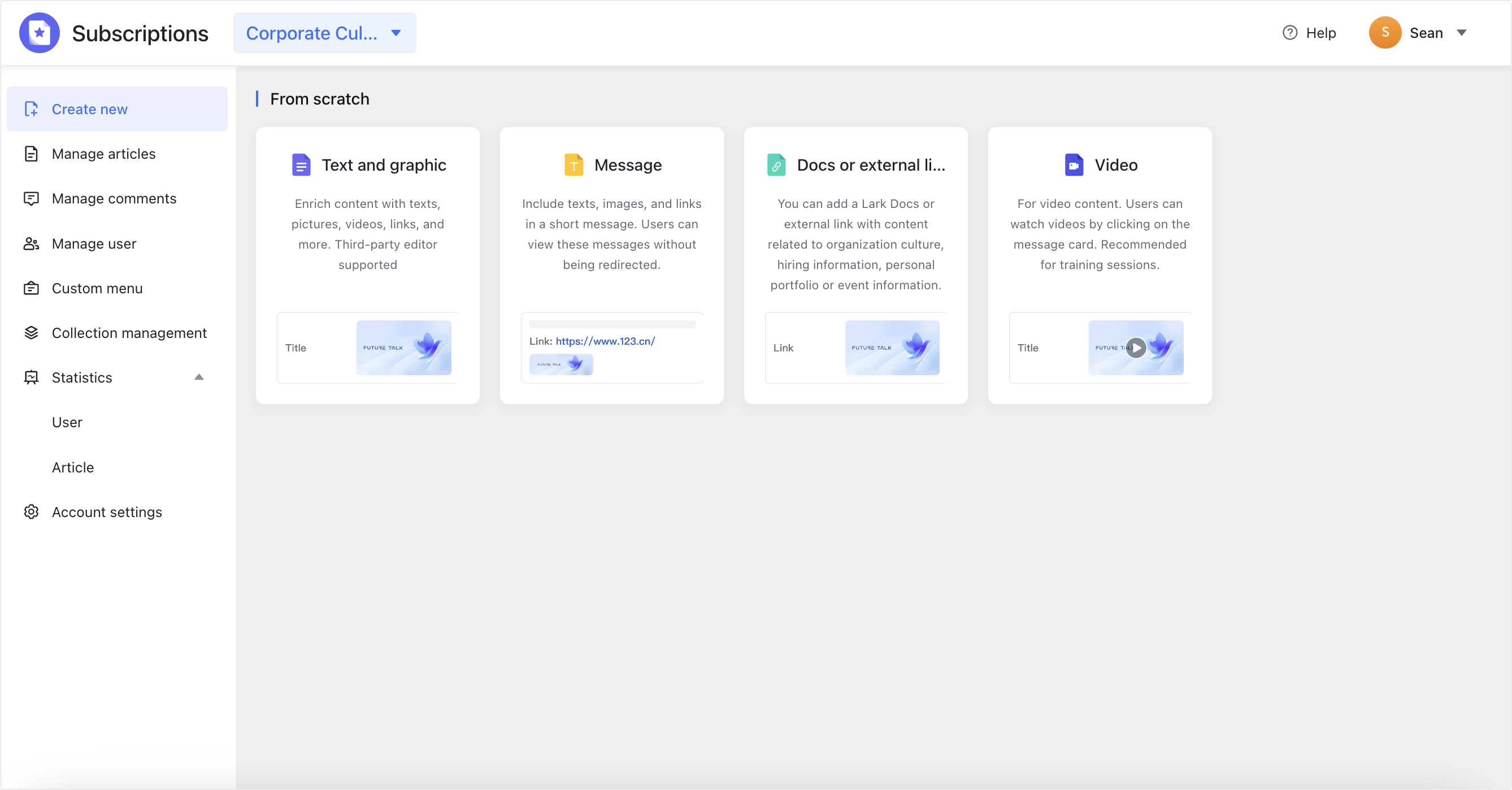 Create and send Subscriptions content