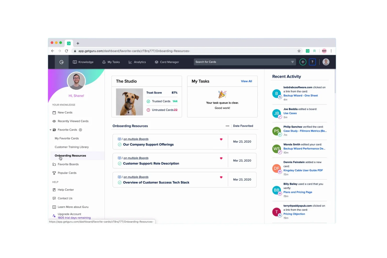 Guru is the best for instant answers within workflows