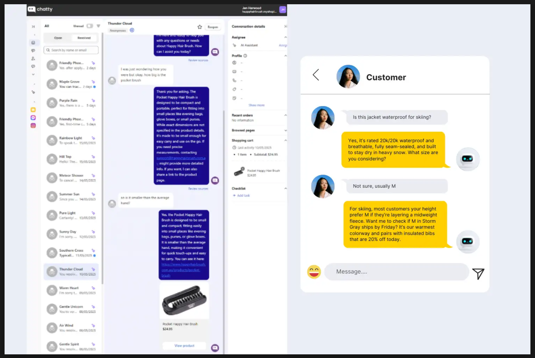 Chatty: AI chatbot for e-commerce customer support and sales