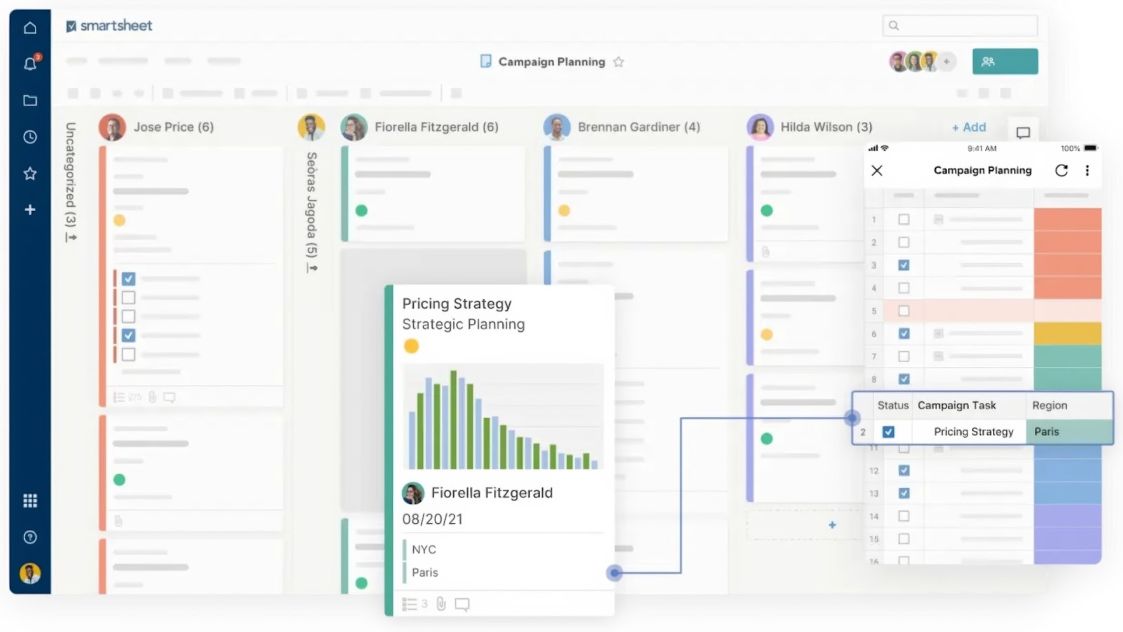 Smartsheet's data-driven grid management view