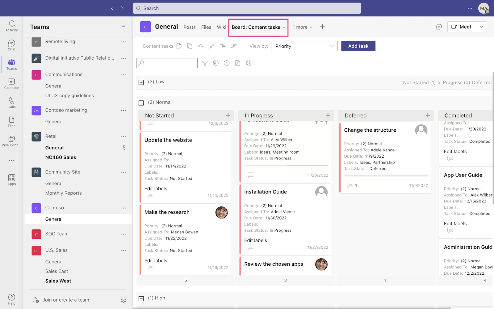 Project Management template for planning