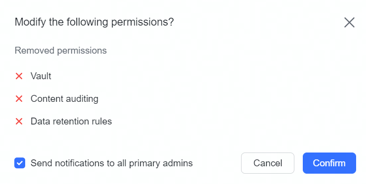 Admin | Set quarantine sensitive permissions