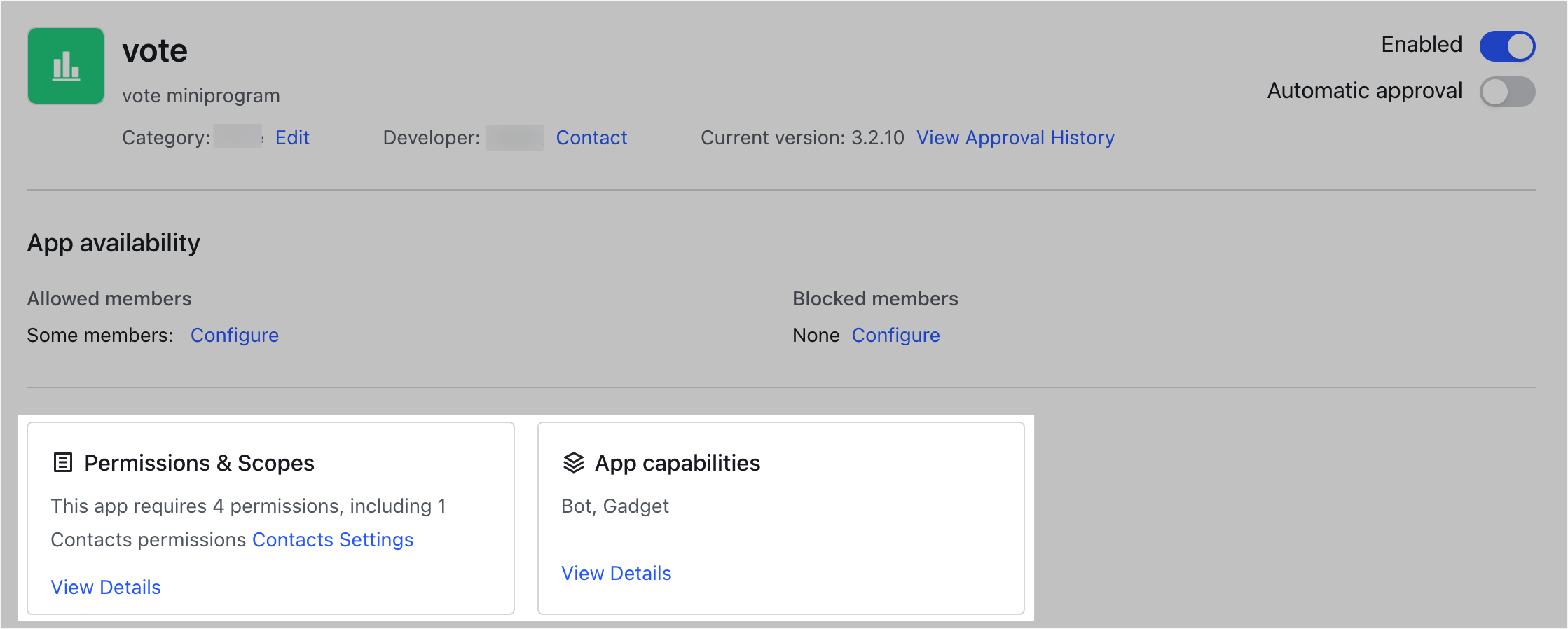 Admin | View and configure installed apps