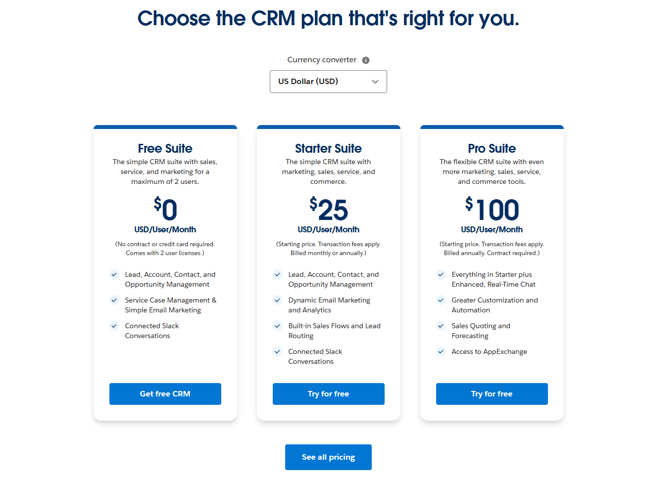 Salesforce crm pricing plan