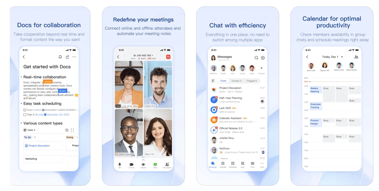 Key features of Lark on the mobile app