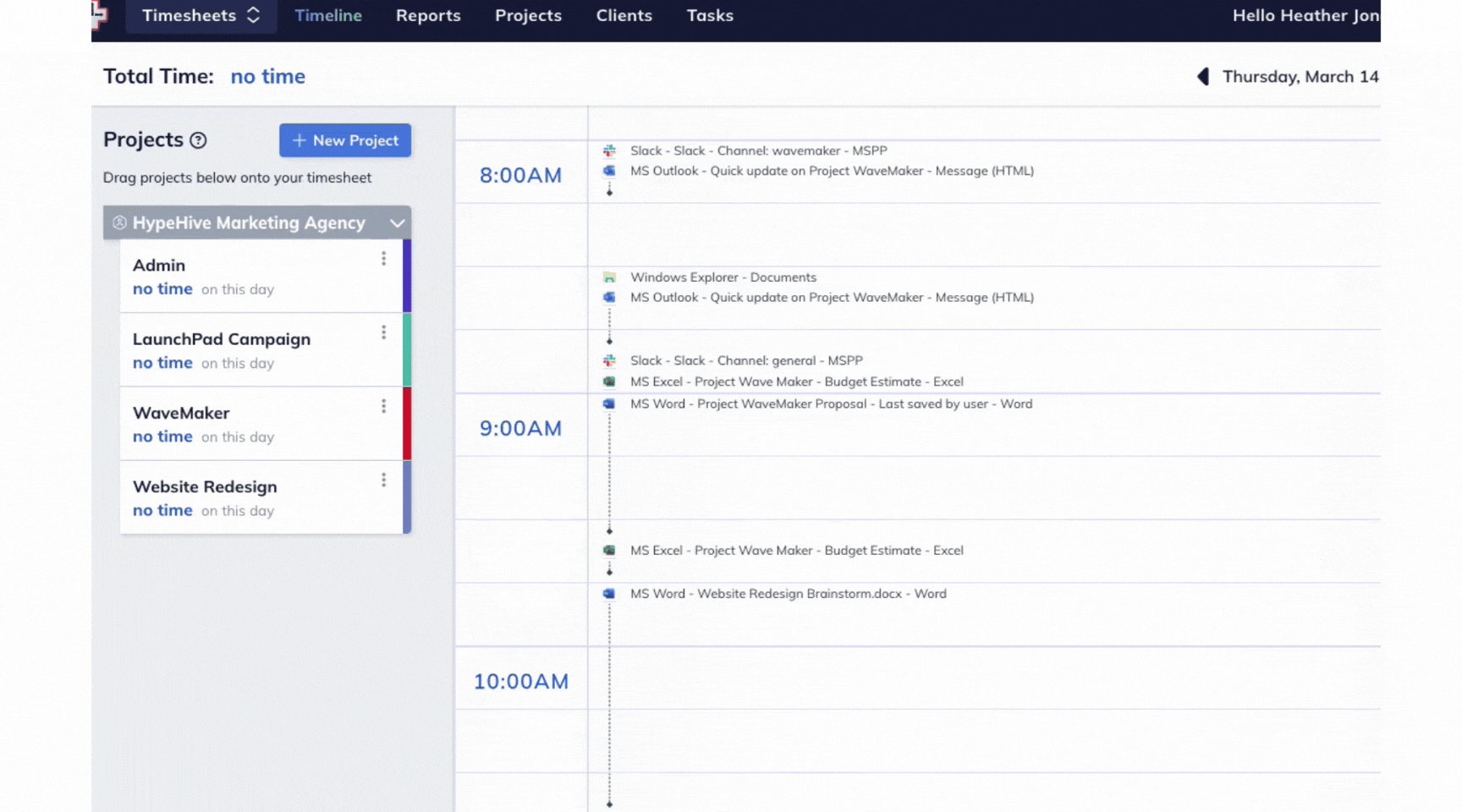 Automatic tracking in Rescuetime