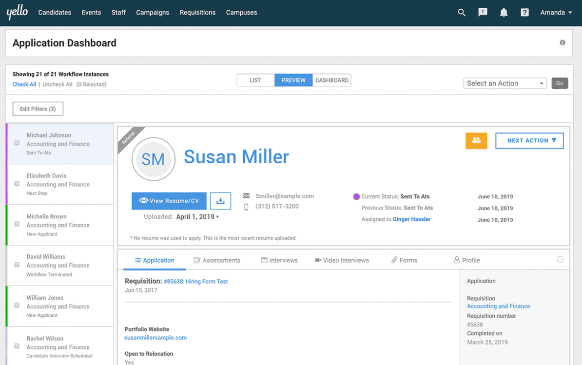 Yello CRM campus recruiting and CRM platform