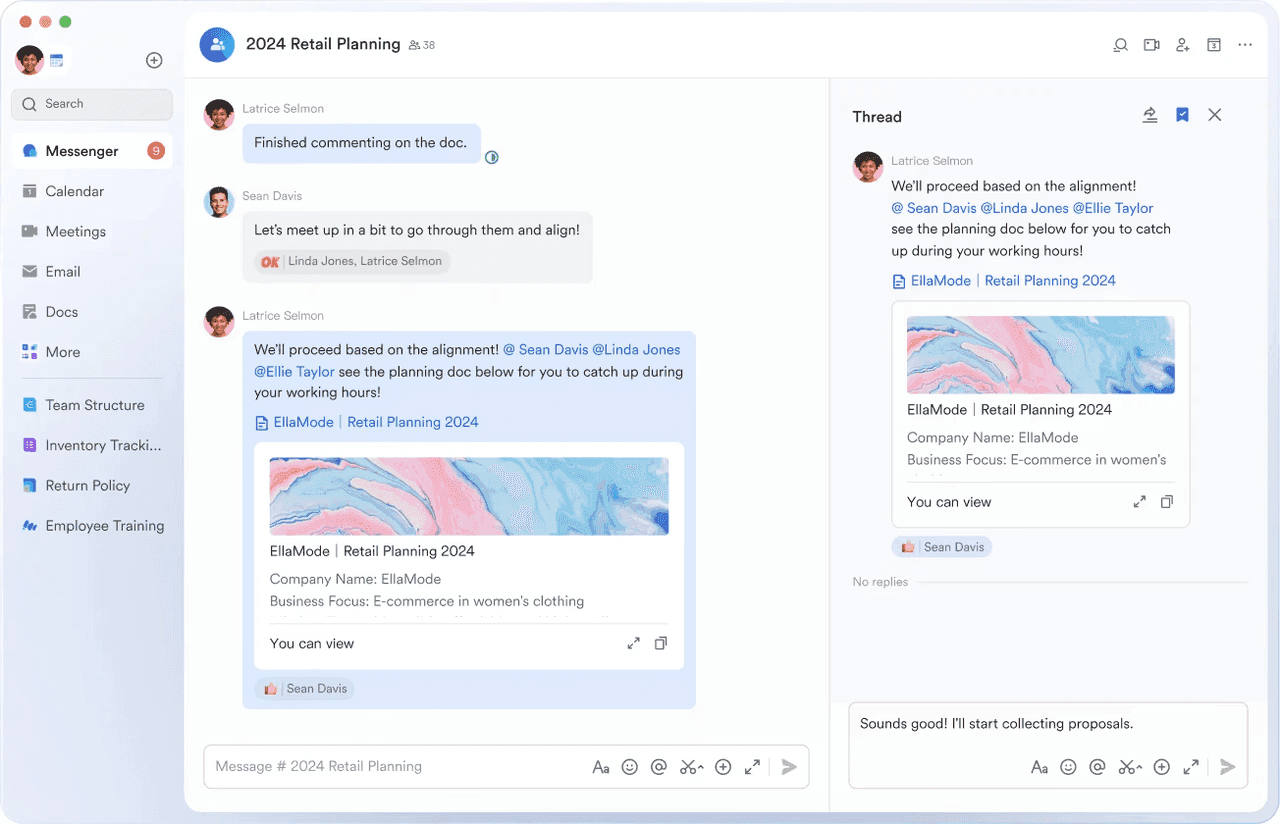 Lark Messenger interface inside the Lark app