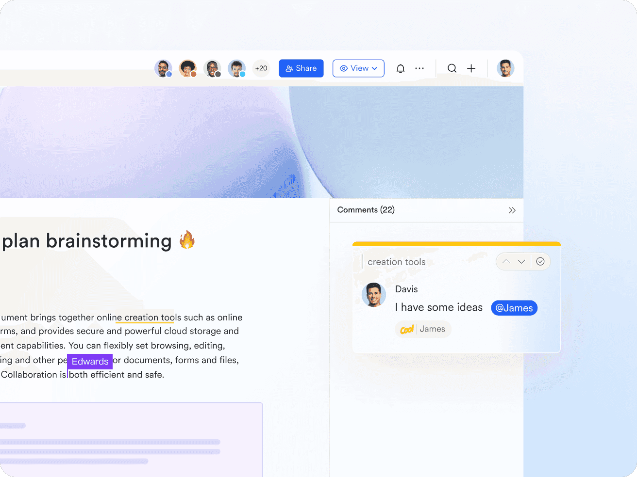 An image of the document collaboration software, Lark Docs.