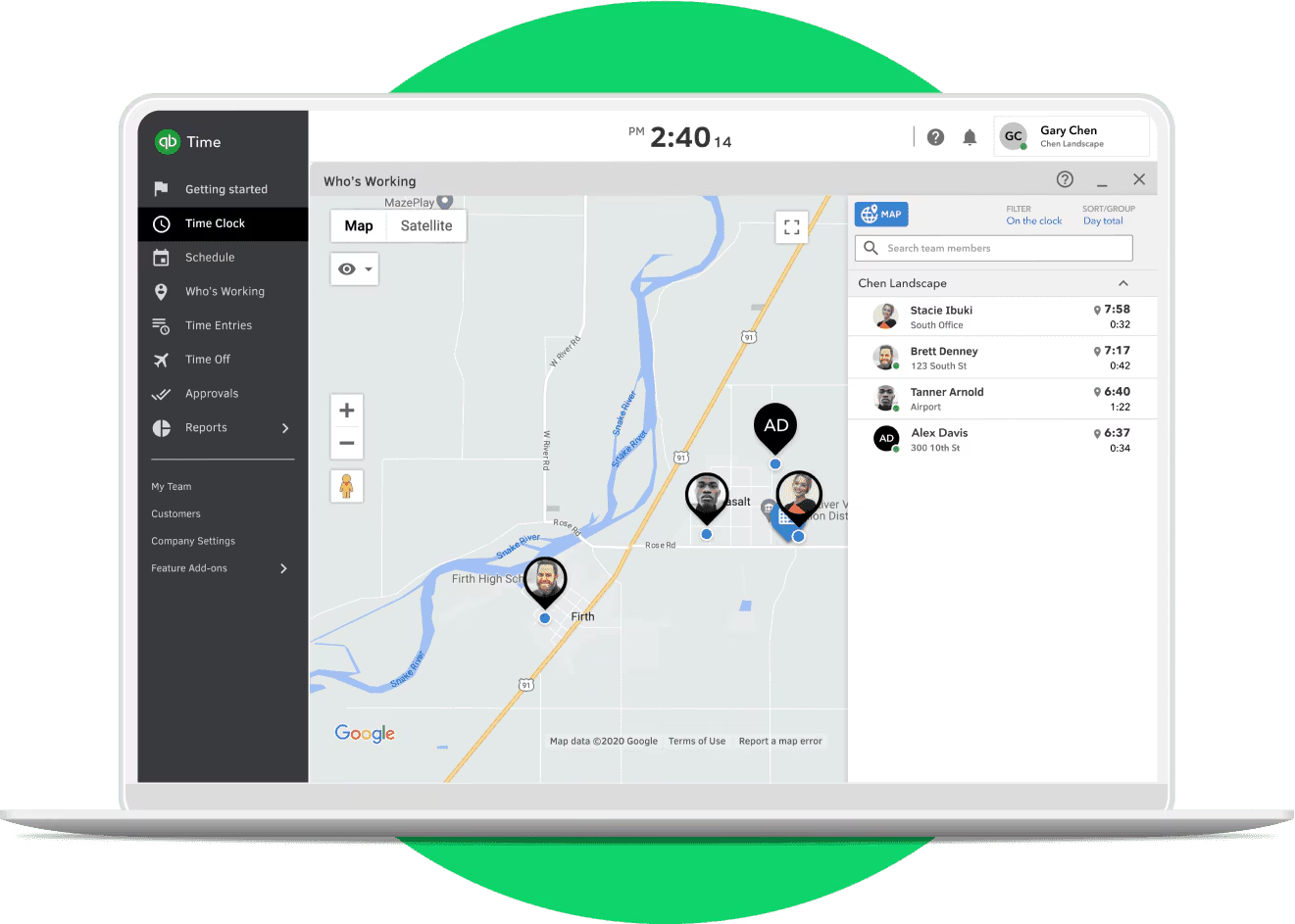 GPS based time tracking in QuickBooks