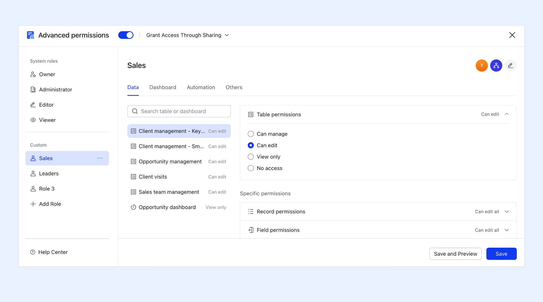Lark allows granular permission controls