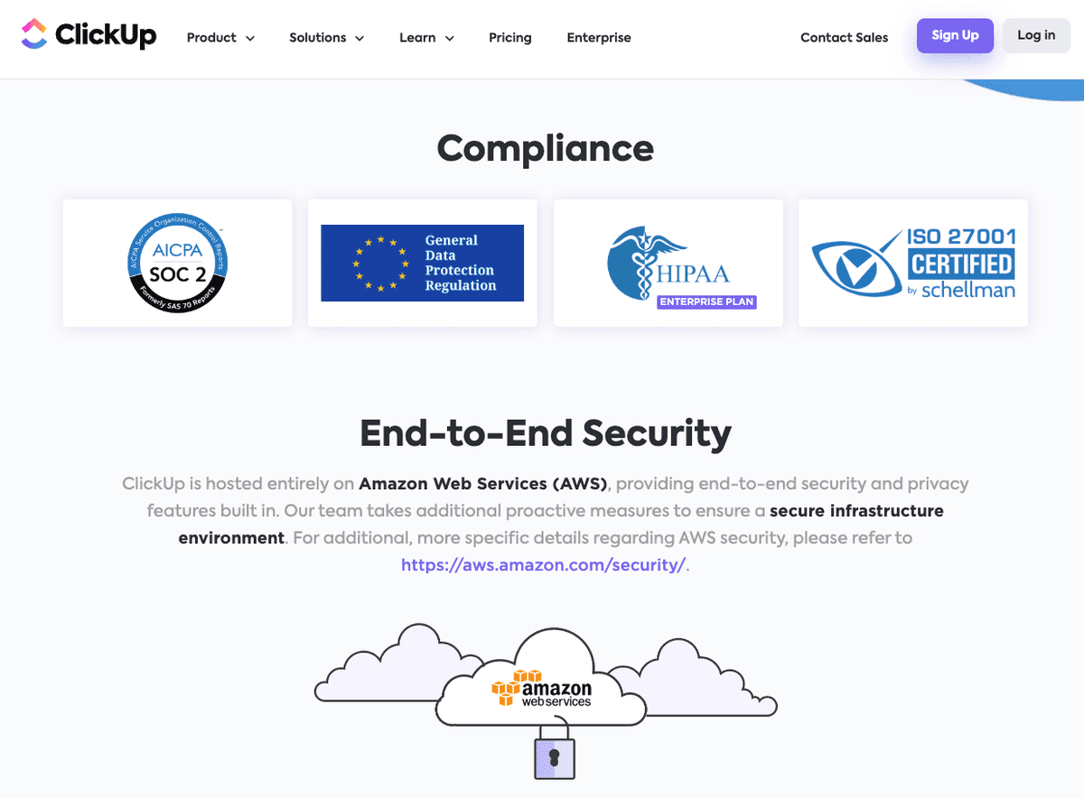 Security compliance for ClickUp