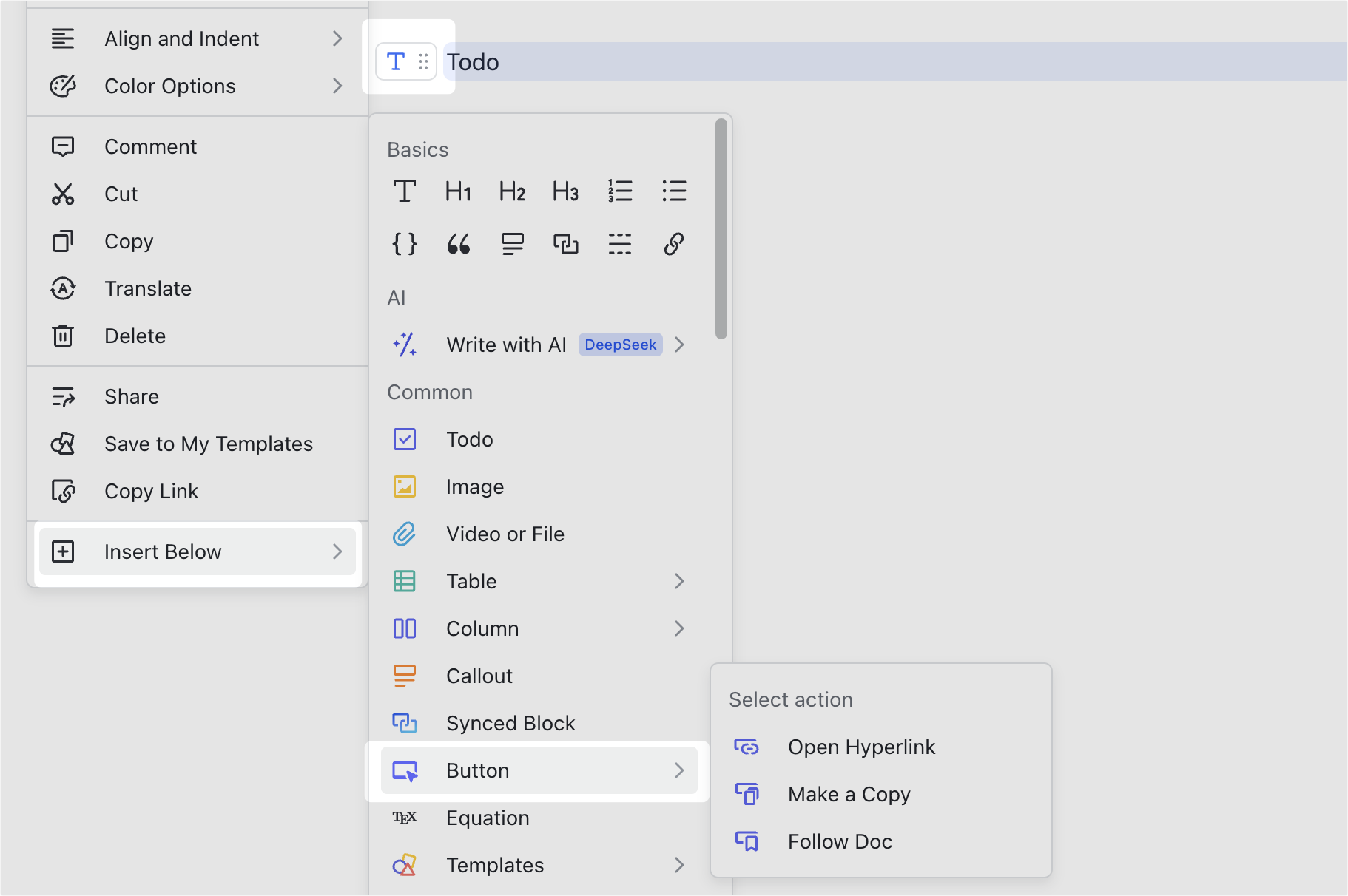 Insert a button in Docs