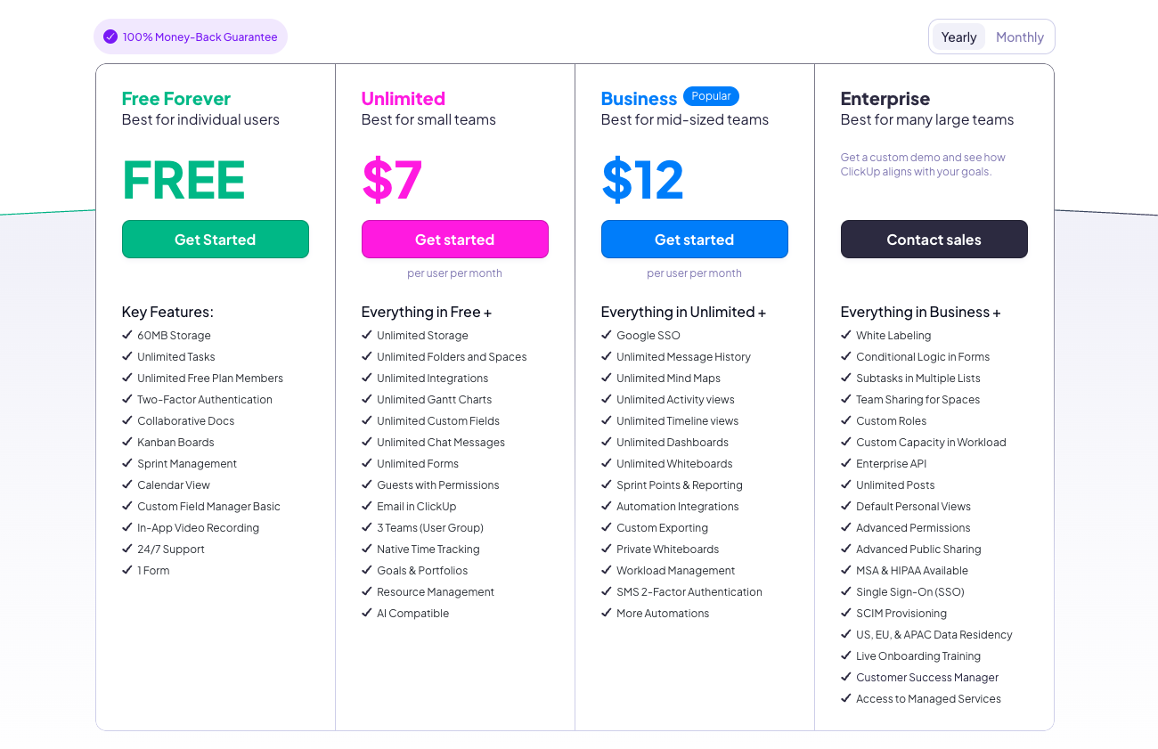 ClickUp pricing plans