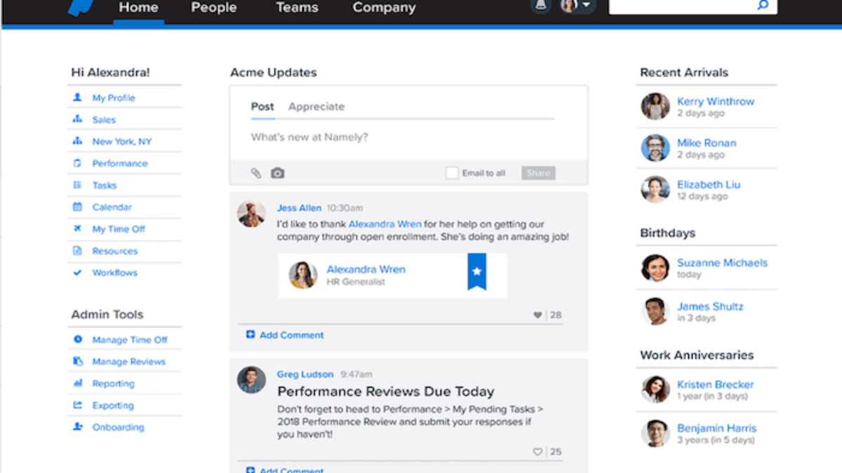 Namely is the best for mid sized companies' management