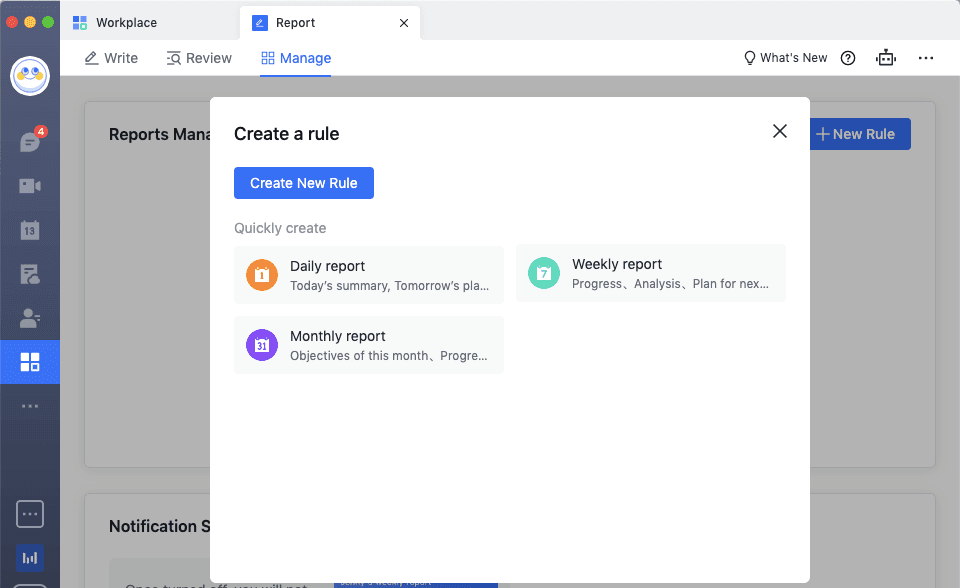 Lark reporting dashboard interface
