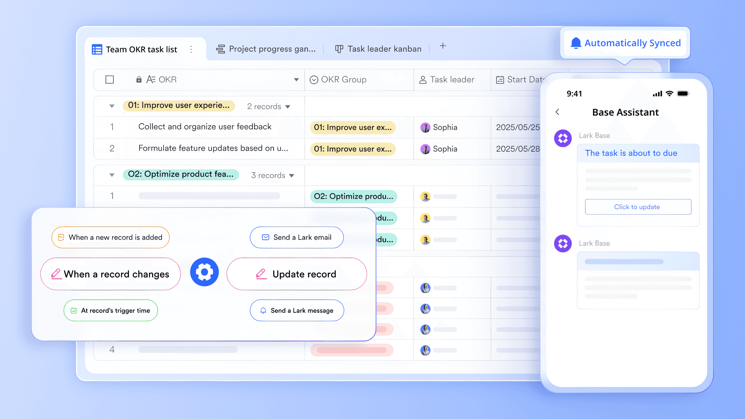 Lark's intelligent automation for project workflows and notifications