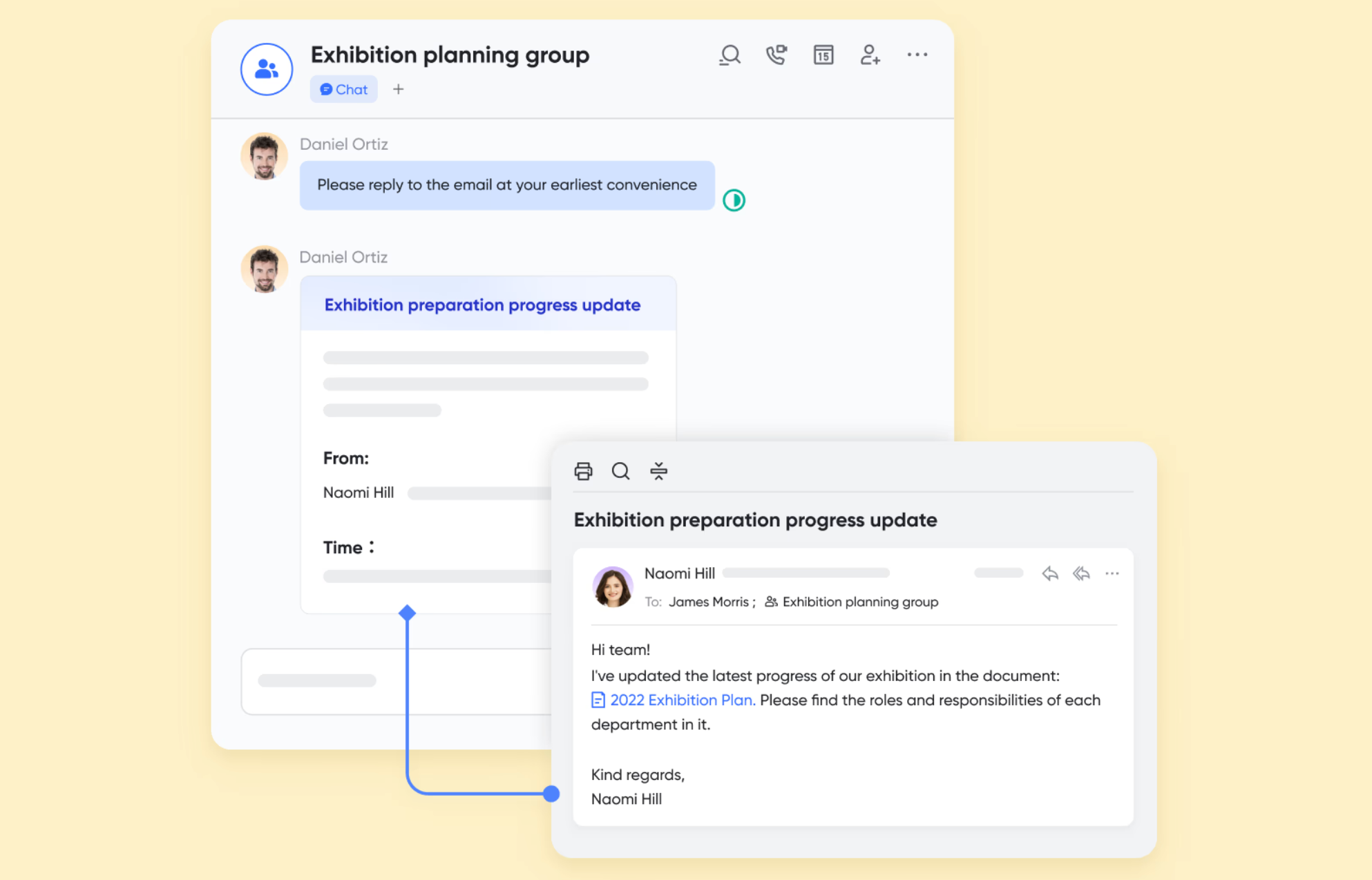 You can share Lark Mail with Lark Messenger groups
