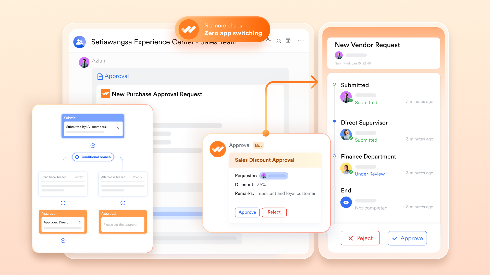 Lark Approval đảm bảo quy trình minh bạch.