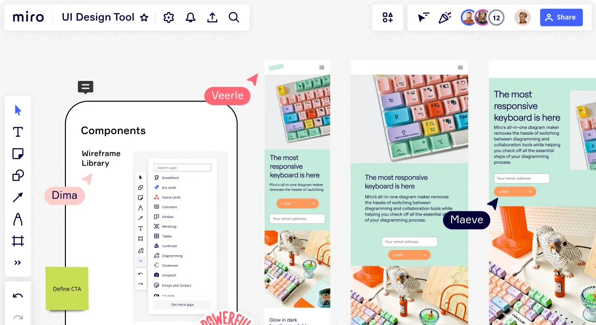 Miro acts as a virtual whiteboard for collaboration