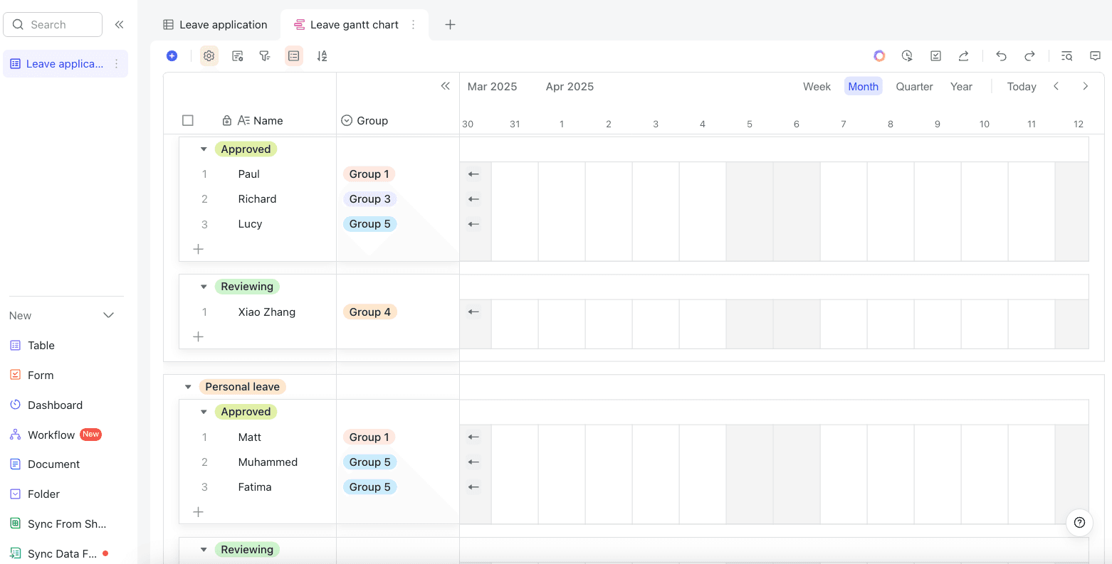 Leave Application template