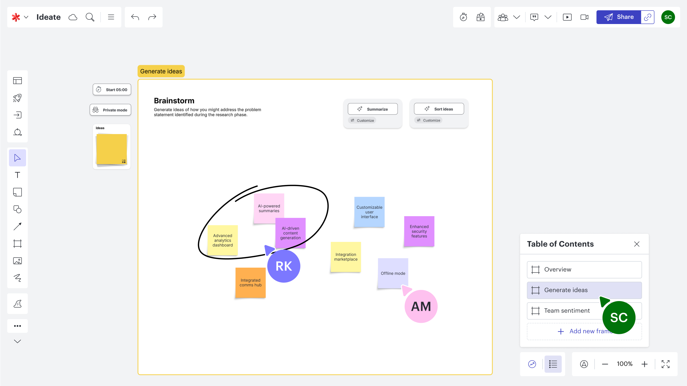 Lucidspark whiteboard support team brainstorming and visual collaboration