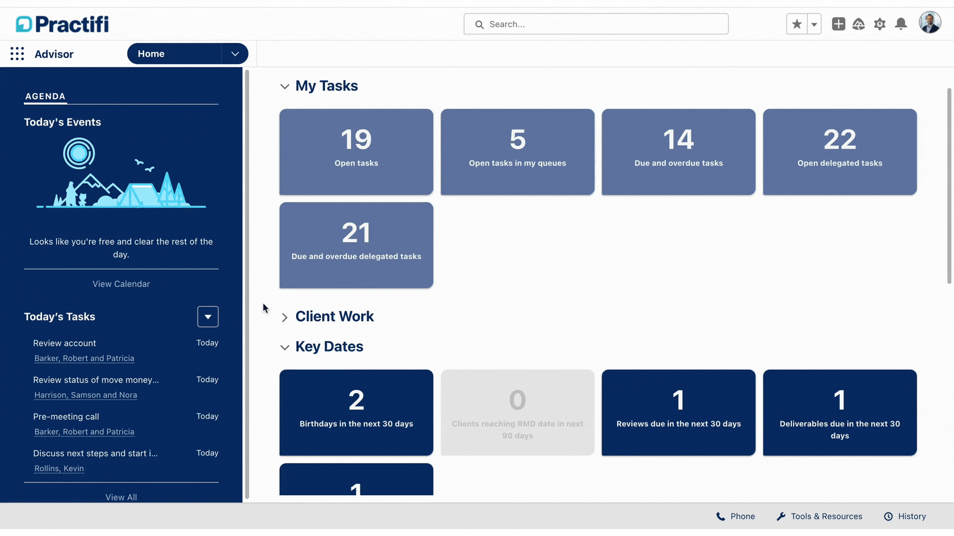 Practifi CRM platform for financial advisors and wealth managers