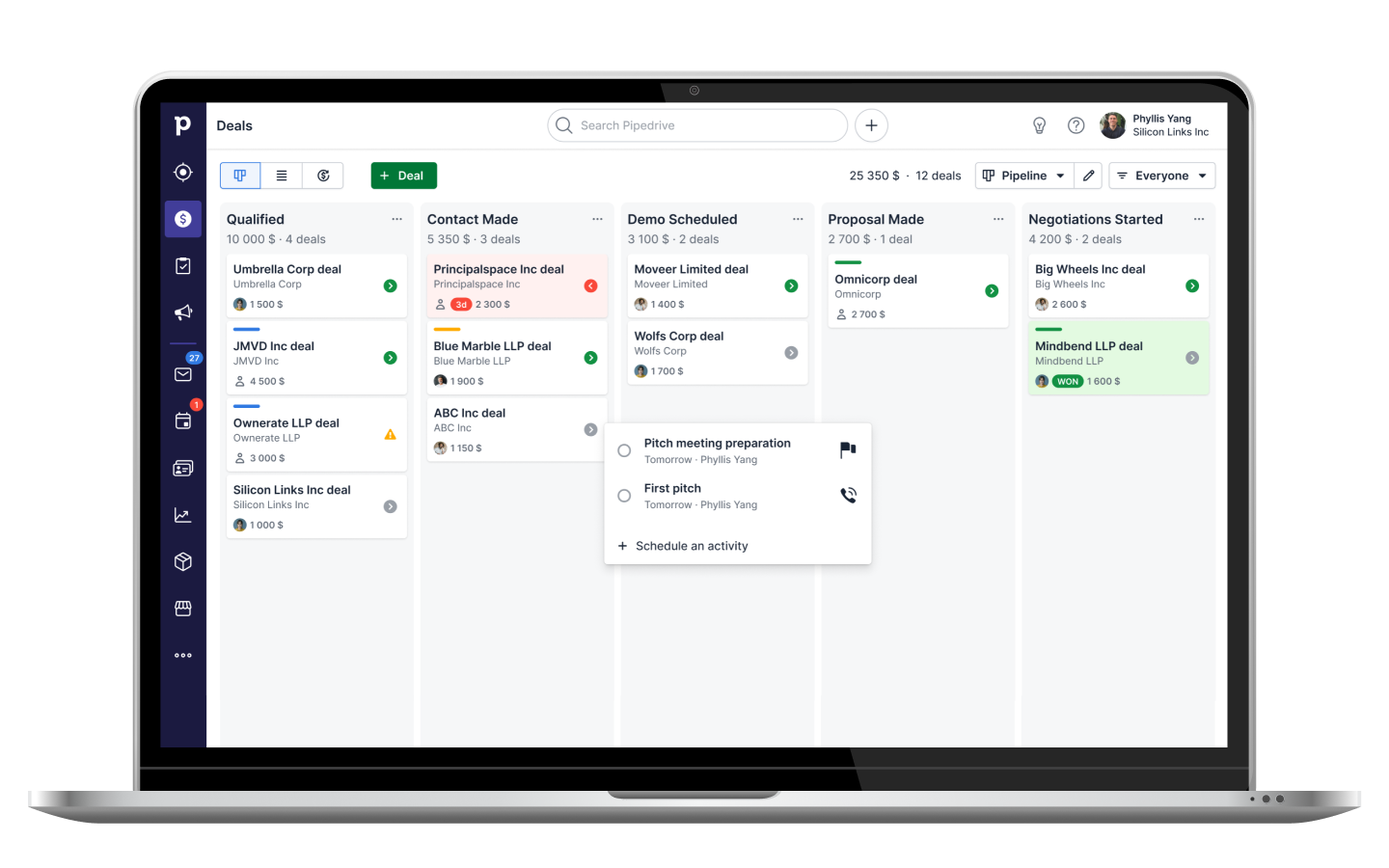 Pipedrive CRM interface