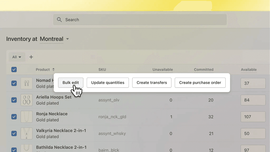 Shopify POS dashboard interface