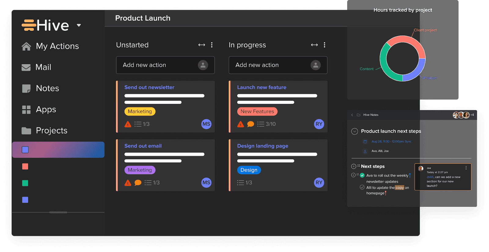 ClickUp competitor Hive includes a range of project management features for teams