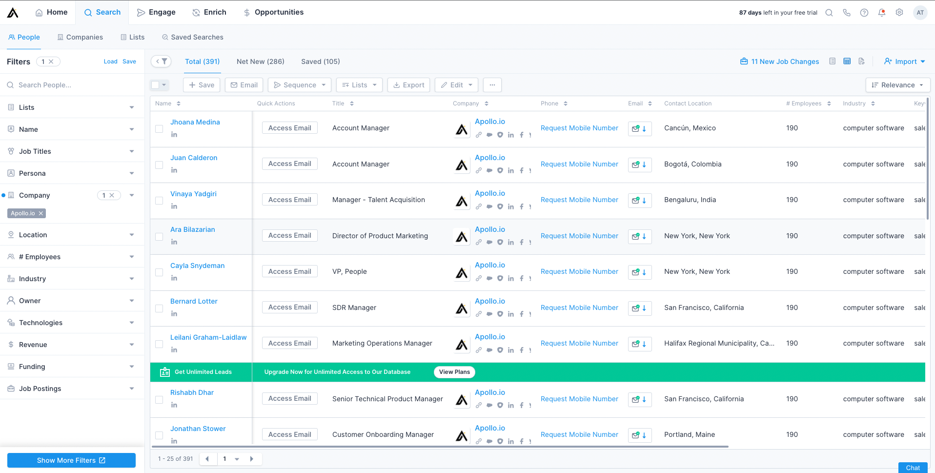 Apollo sales interface