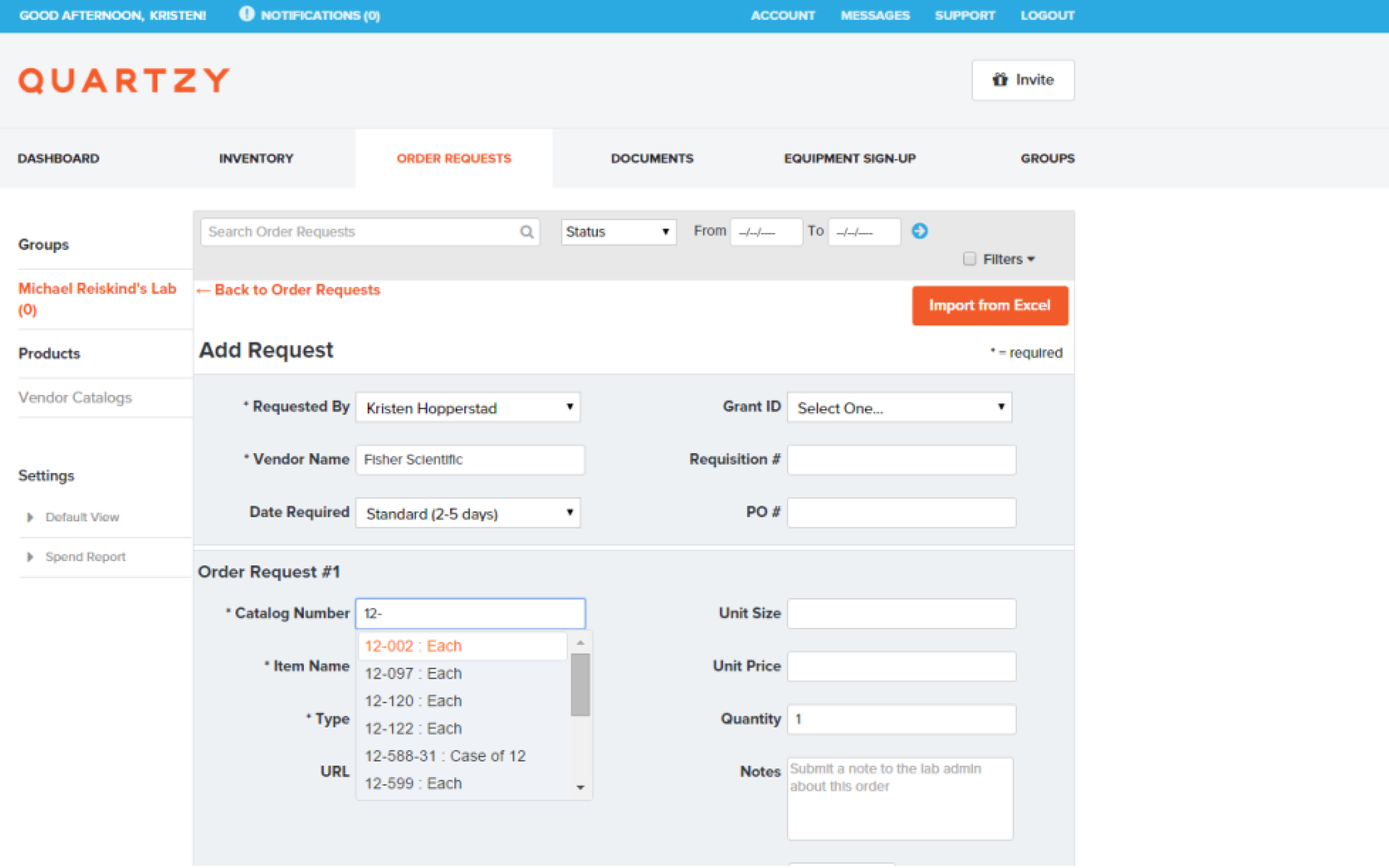 Quartzy is for lab-focused inventory and ordering