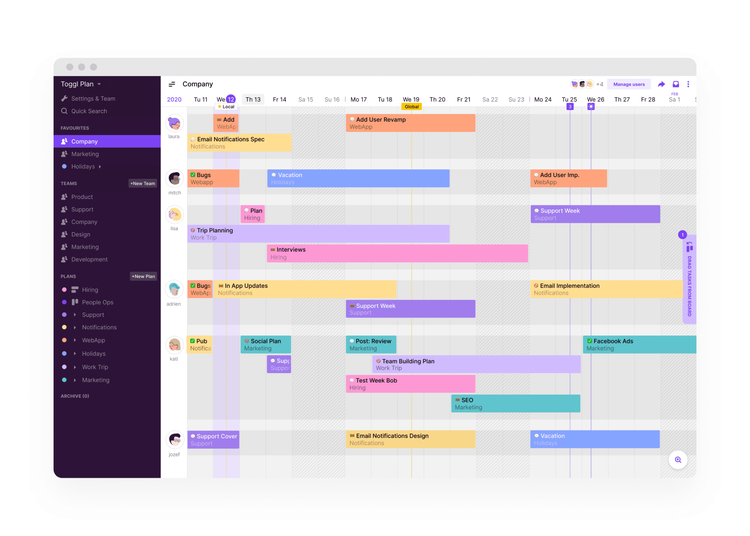 Toggl Plan for visual time blocking for project teams