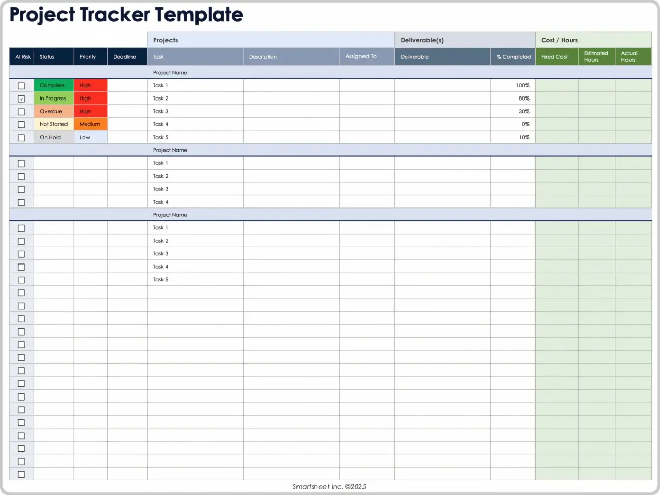 Project tracker template