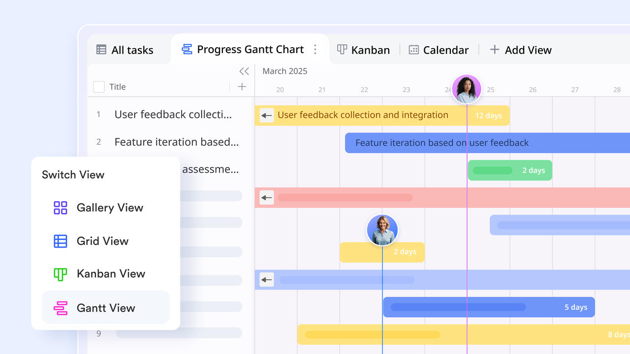 Gantt charts in Lark Base helps visualize the critical path