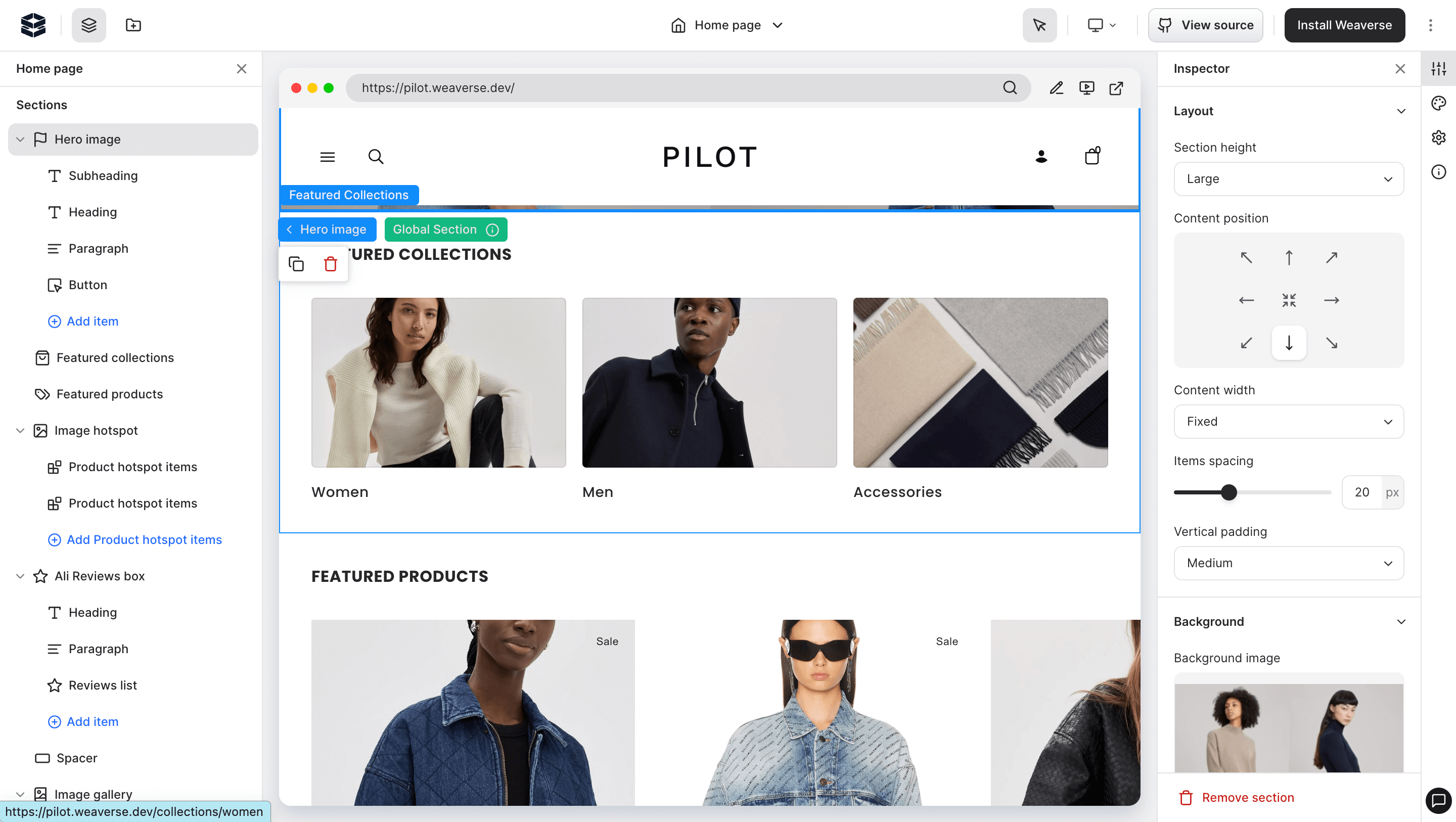 An image showing the CMS interface of Shopify
