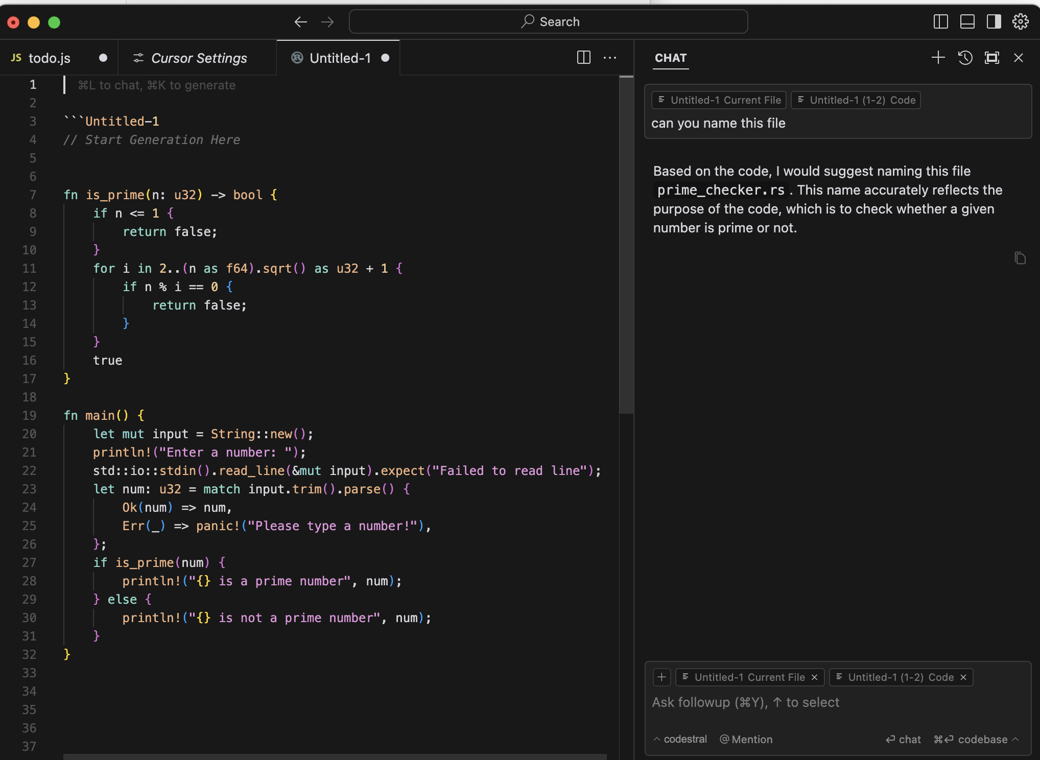 Writing code in Cursor