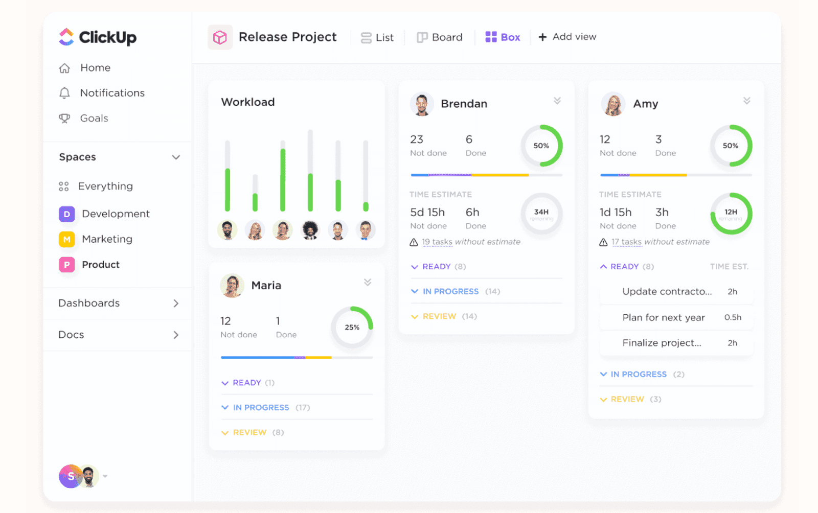  ClickUp dashboard overview