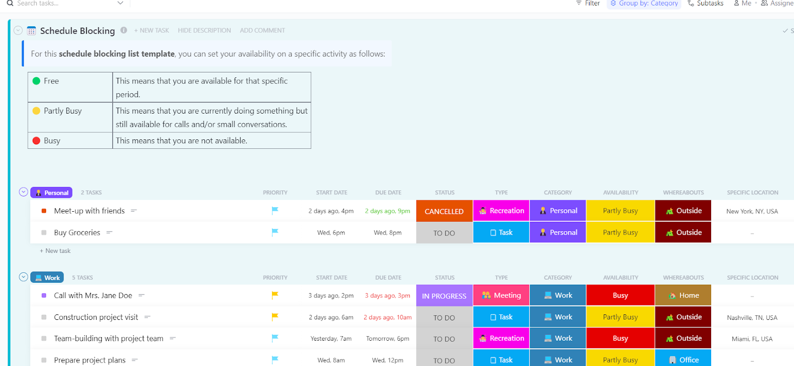 Workplace management in ClickUp