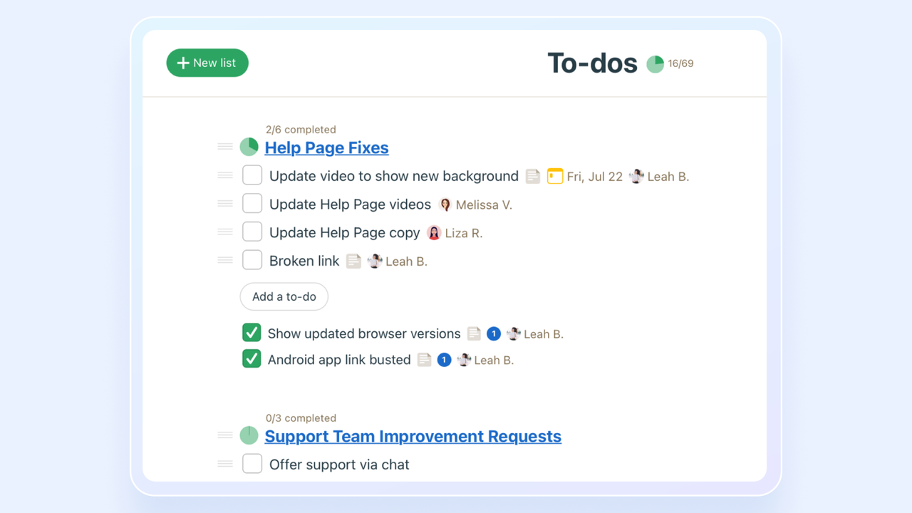 Basecamp's interface for todos