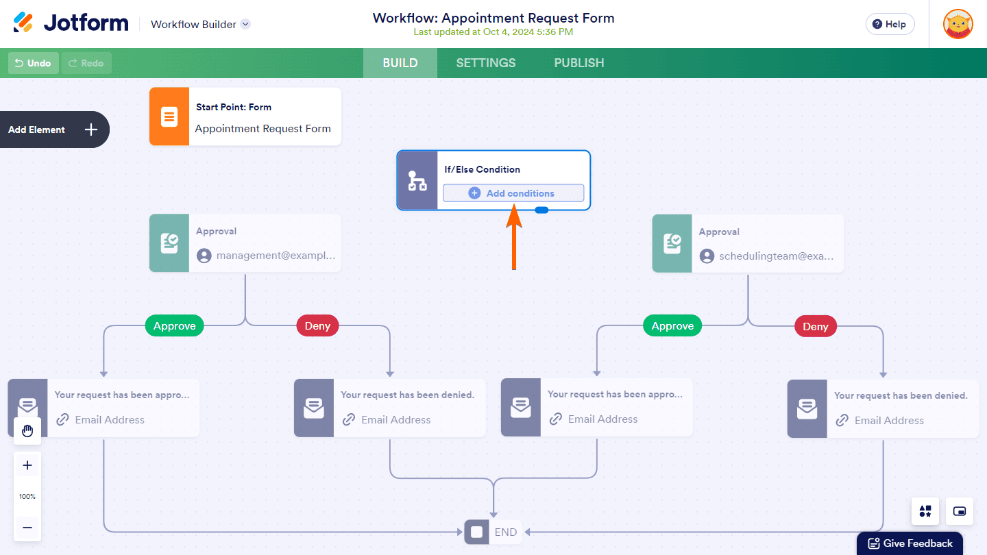 Jotform workflow working space