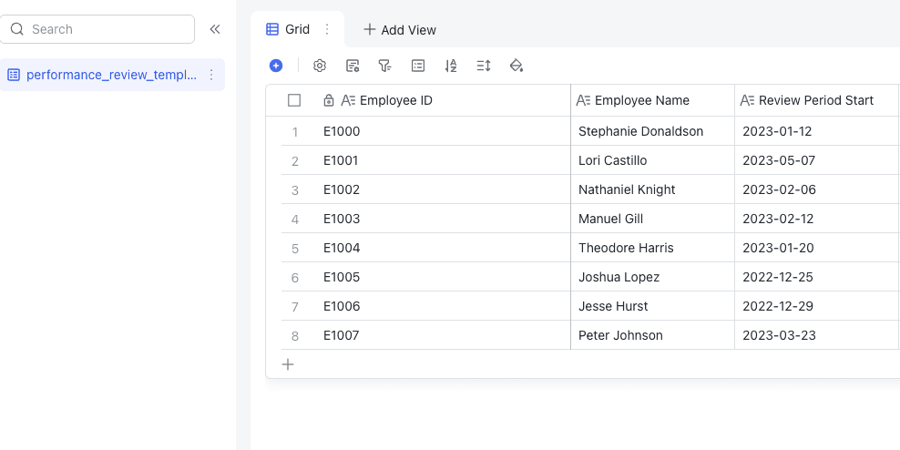 Lark performance review template