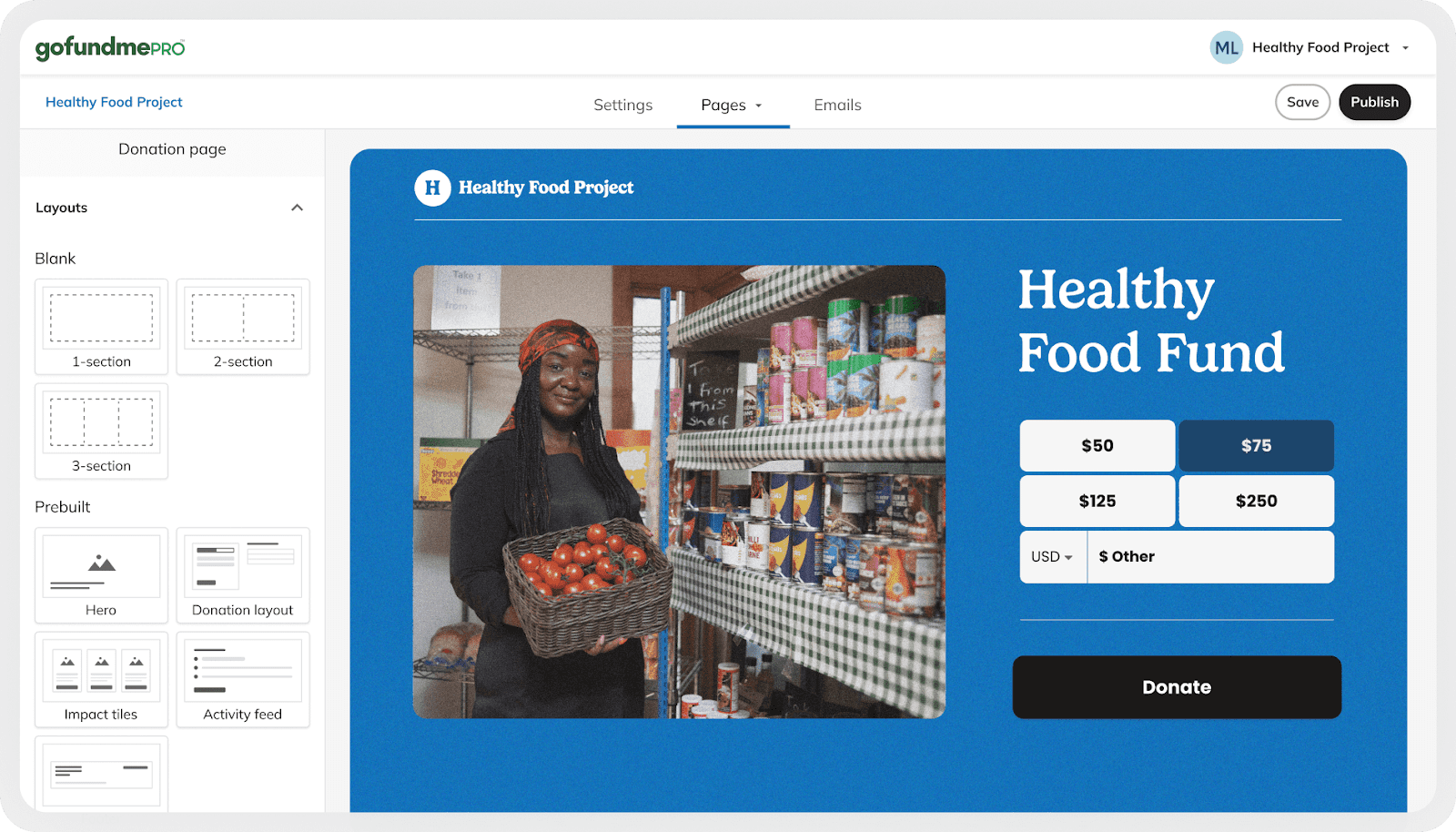 Interface of Classy‘s CRM for nonprofits