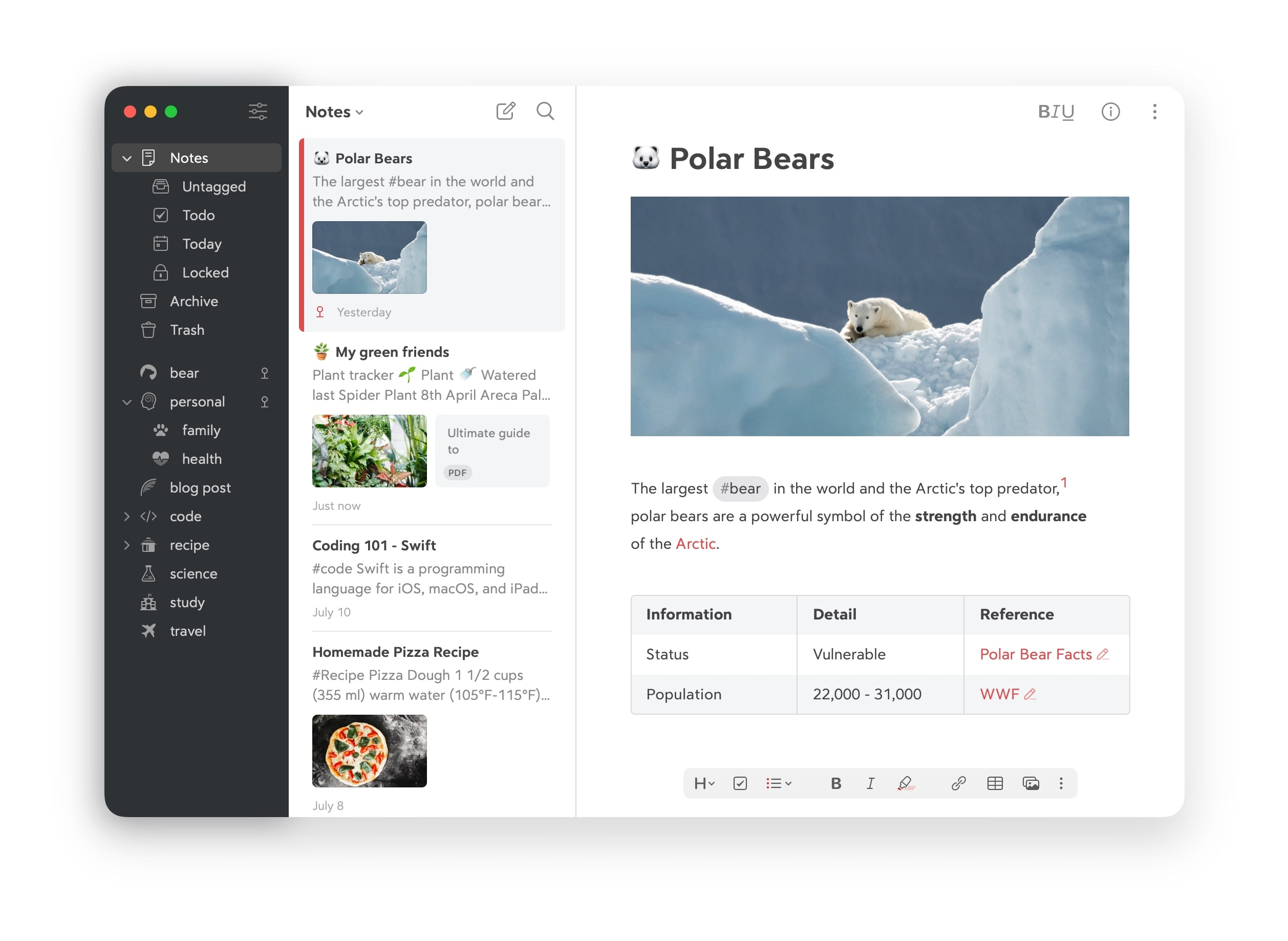 Bear: Best distraction-free notes app for Mac