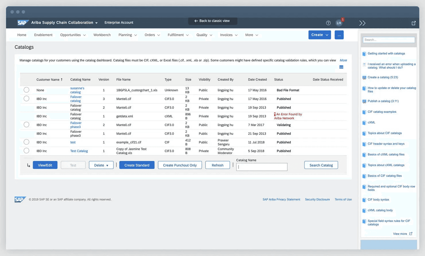 Interface of SAP Ariba