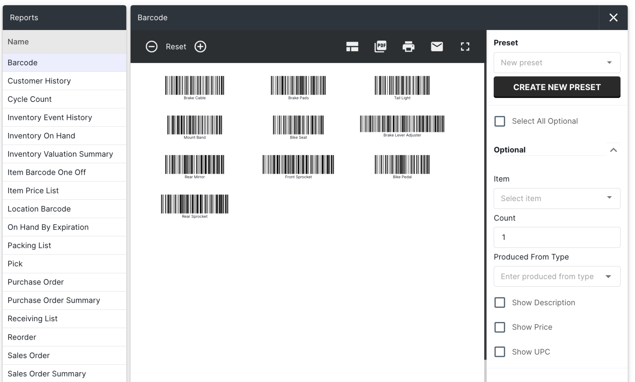 Fishbowl provides barcode scanning capabilities